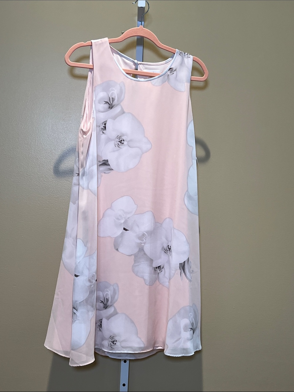 Calvin Klein Pale Pink Floral Trim Tank Dress